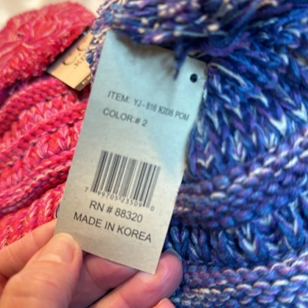 NWT C.C bundle of 2 Beanie Pom  kids pink